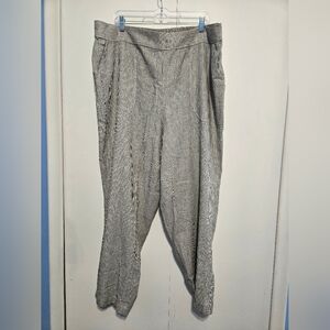 Max Studio Linen Blend Pants 3X NWT Black White Stripe Pull On Wide Leg